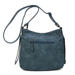 Besace en cuir synthétique avec des zips latéraux décoratifs