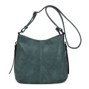 Besace en cuir synthétique avec des zips latéraux décoratifs