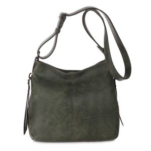 Besace en cuir synthétique avec des zips latéraux décoratifs