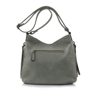 Besace en cuir synthétique avec des zips latéraux décoratifs