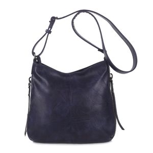 Besace en cuir synthétique avec des zips latéraux décoratifs