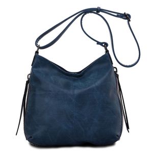 Besace en cuir synthétique avec des zips latéraux décoratifs