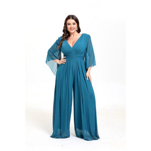 Combinaison de cérémonie style palazzo en grande taille à col en V