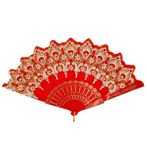 Éventail avec impressions de motifs arabesques dorés