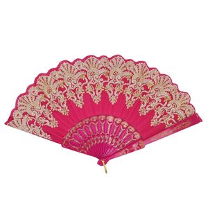 Éventail avec impressions de motifs arabesques dorés