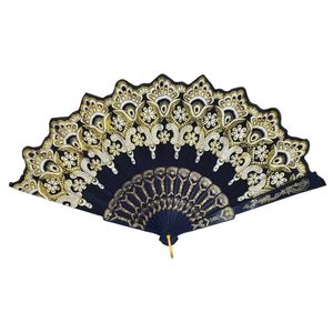Éventail avec impressions de motifs arabesques dorés