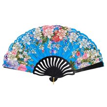 Éventail décoré de motifs fleurs et ornementales avec paillettes