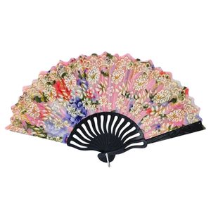 Éventail décoré de motifs fleurs et ornementales avec paillettes