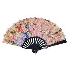 Éventail décoré de motifs fleurs et ornementales avec paillettes