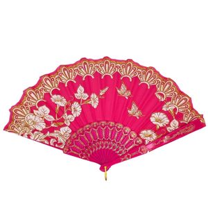 Éventail orné d'un motif élégant de papillons et de volutes dorées