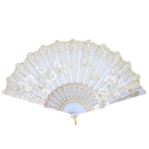 Éventail orné d'un motif élégant de papillons et de volutes dorées