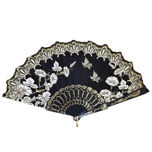 Éventail orné d'un motif élégant de papillons et de volutes dorées