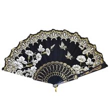 Éventail orné d'un motif élégant de papillons et de volutes dorées