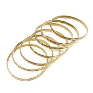 Bracelet Jonc à légèrement bombée sur la face en acier, lot de 7 pièces