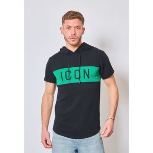 T-shirt à capuche avec écriture "ICON"