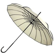 Parapluie forme pagode en polyester uni avec bordure à pois