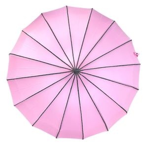 Parapluie forme pagode en polyester uni avec bordure à pois
