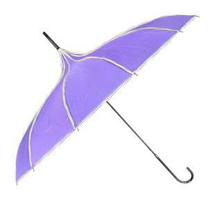 Parapluie forme pagode en polyester uni avec bordure à pois