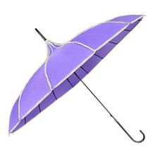 Parapluie forme pagode en polyester uni avec bordure à pois