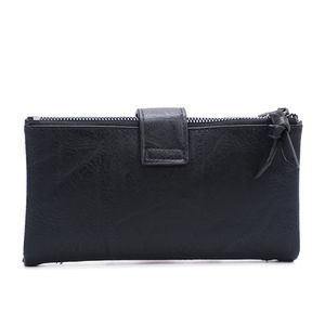 Portefeuille en simili cuir à rabat et compartiment double zippé