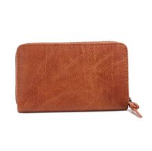 Portefeuille zippé en matière PU à l’aspect cuir d'une teinte unie
