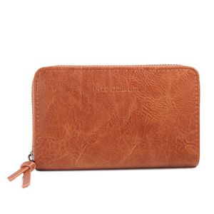 Portefeuille zippé en matière PU à l’aspect cuir d'une teinte unie