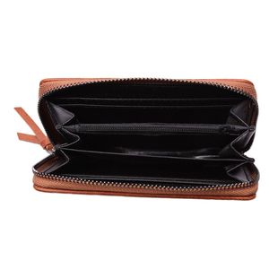 Portefeuille zippé en matière PU à l’aspect cuir d'une teinte unie