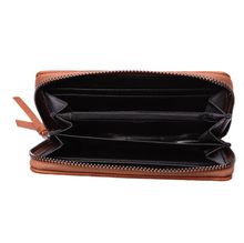 Portefeuille zippé en matière PU à l’aspect cuir d'une teinte unie