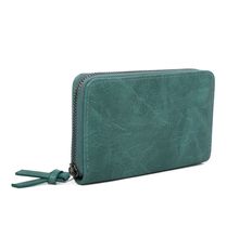 Portefeuille zippé en matière PU à l’aspect cuir d'une teinte unie