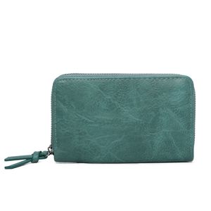 Portefeuille zippé en matière PU à l’aspect cuir d'une teinte unie