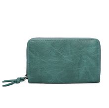 Portefeuille zippé en matière PU à l’aspect cuir d'une teinte unie