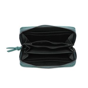 Portefeuille zippé en matière PU à l’aspect cuir d'une teinte unie