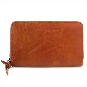 Portefeuille zippé en matière PU à l’aspect cuir d'une teinte unie