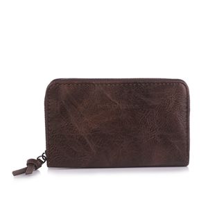 Portefeuille zippé en matière PU à l’aspect cuir d'une teinte unie