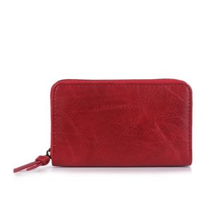 Portefeuille zippé en matière PU à l’aspect cuir d'une teinte unie