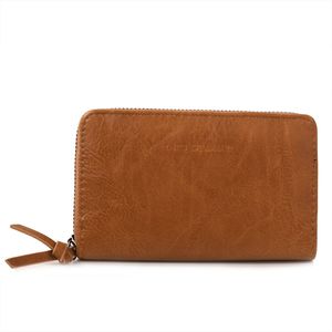 Portefeuille zippé en matière PU à l’aspect cuir d'une teinte unie