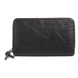 Portefeuille zippé en matière PU à l’aspect cuir d'une teinte unie