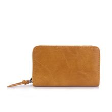 Portefeuille zippé en matière PU à l’aspect cuir d'une teinte unie