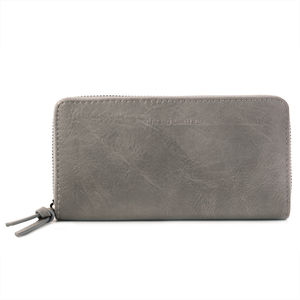 Portefeuille à fermeture éclair rectangulaire en simili cuir uni