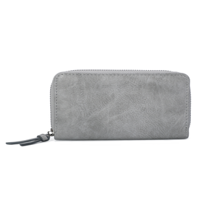 Portefeuille à fermeture éclair rectangulaire en simili cuir uni