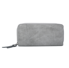 Portefeuille à fermeture éclair rectangulaire en simili cuir uni