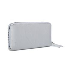 Portefeuille à fermeture éclair rectangulaire en simili cuir uni