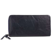 Portefeuille à fermeture éclair rectangulaire en simili cuir uni