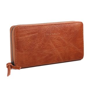 Portefeuille à fermeture éclair rectangulaire en simili cuir uni