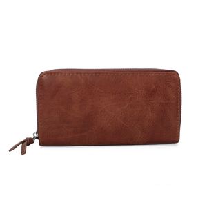 Portefeuille à fermeture éclair rectangulaire en simili cuir uni