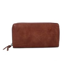 Portefeuille à fermeture éclair rectangulaire en simili cuir uni