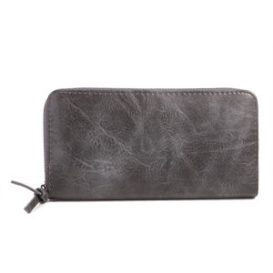 Portefeuille à fermeture éclair rectangulaire en simili cuir uni