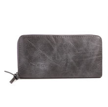 Portefeuille à fermeture éclair rectangulaire en simili cuir uni