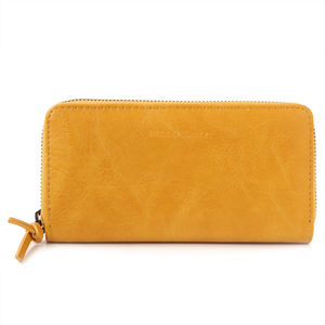 Portefeuille à fermeture éclair rectangulaire en simili cuir uni