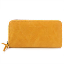 Portefeuille à fermeture éclair rectangulaire en simili cuir uni